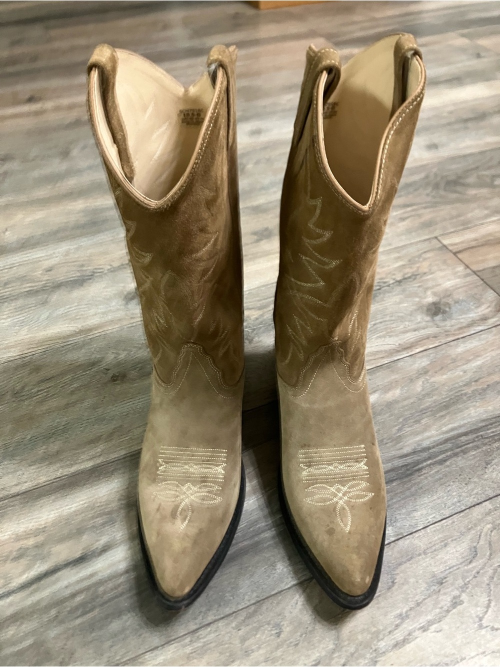Men's Tan Suede Western Cowboy Boots - Classic Pointed Toe